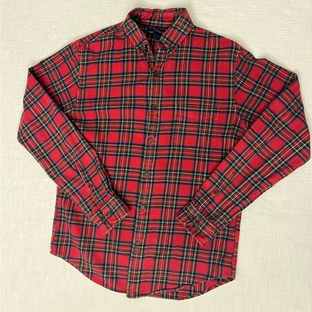 Lands' End Red and Green Plaid Men's Shirt